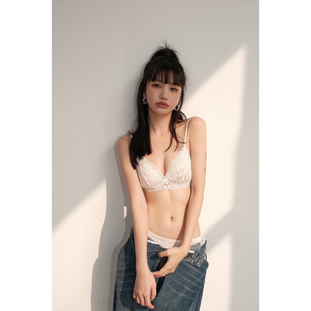 Áo Bra Ren Mút Mỏng Không Gọng Cài Sau Dây Mãnh Hở Lưng Gợi Cảm ELSA BRA - 3008