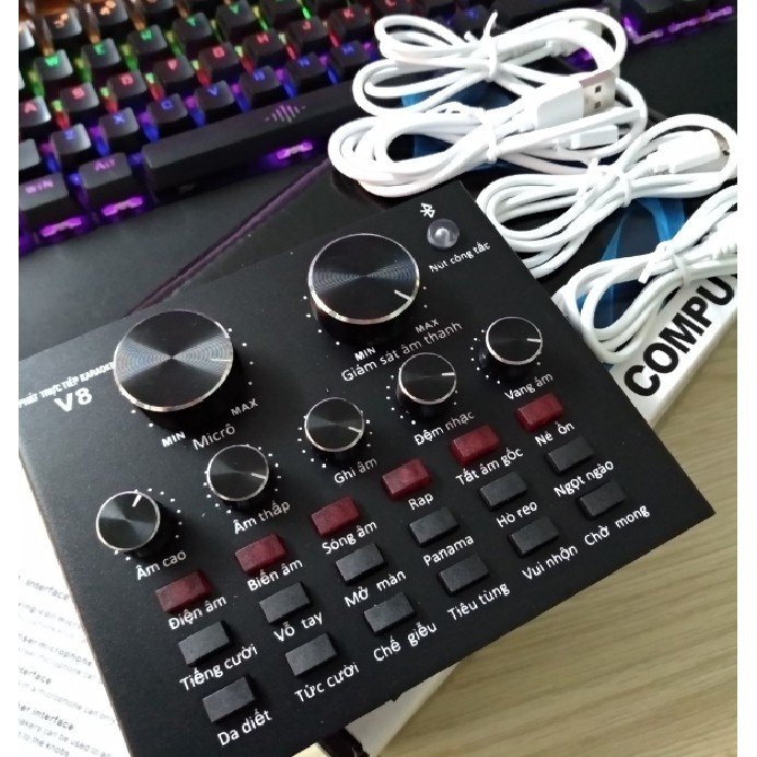 Soundcard V8 Autotune chuyên hát livestream có bluetooth HAI PHIÊN BẢN