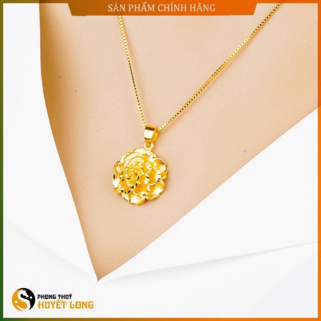 Dây Chuyền Mặt Hoa Hồng, Dây Chuyền Mạ Vàng 18K Cao Cấp, Vòng Cổ Phong Thủy