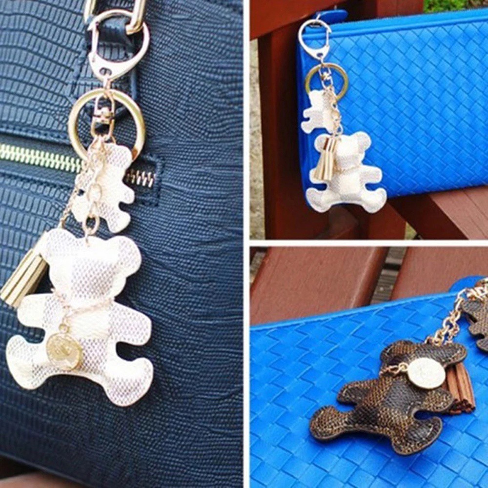 Móc Chìa Khóa Xe Hơi / Túi Xách Bằng Da Cotton Giả Phối Tua Rua Nhiều Màu Dễ Thương