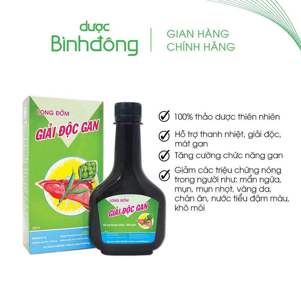 Long Đởm Giải Độc Gan Bình Đông - Thanh nhiệt, giải độc, mát gan, tăng cường chức năng gan - chai 280ml