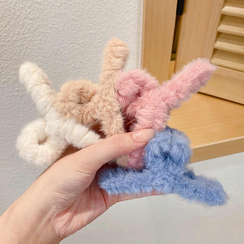 Set Kẹp Tóc Lông Nhung Dễ Thương Xinh Xắn Phong Cách Hàn Quốc Dành Cho Nữ