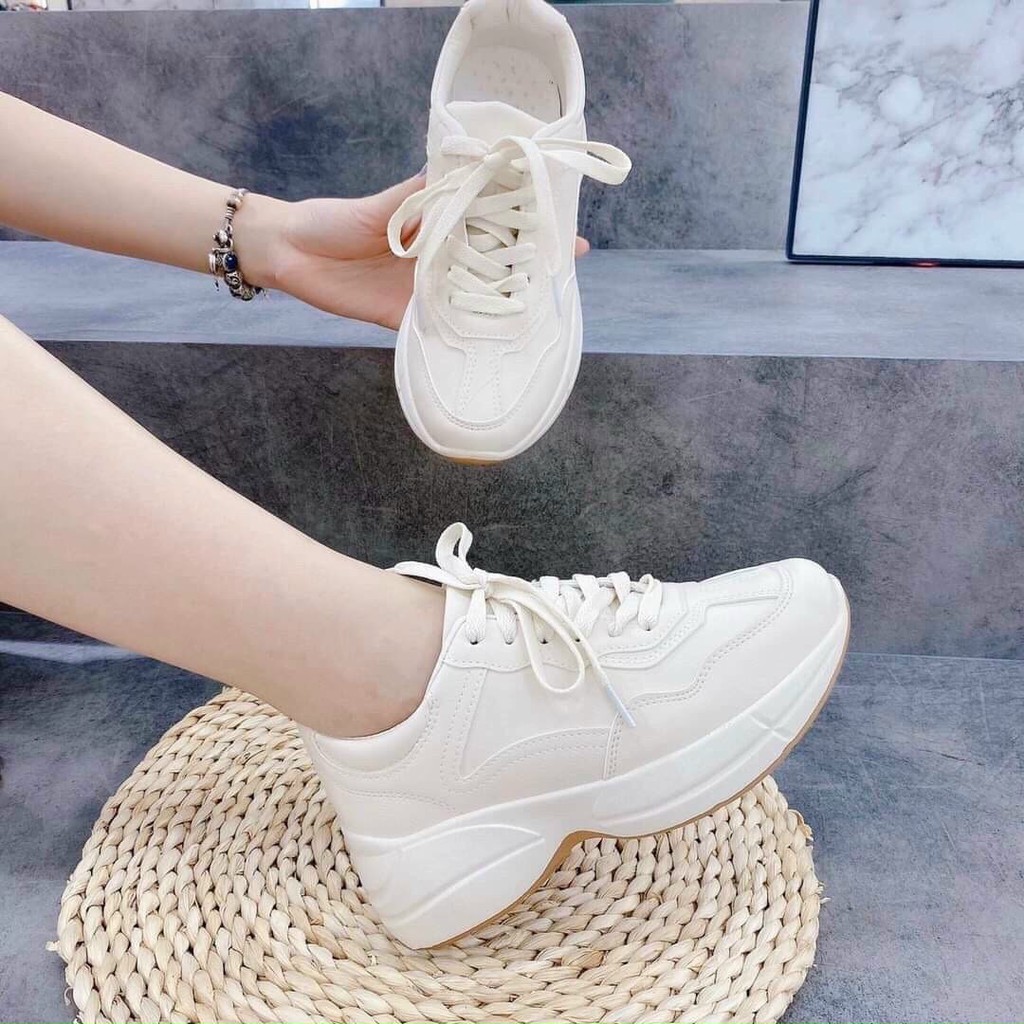 Giày sneakers nữ thể thao nâng chiều cao chất da PU cao cấp siêu hót