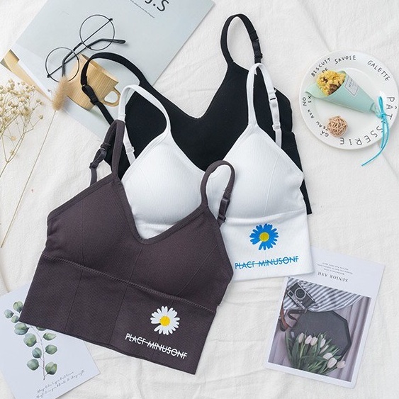 ÁO BRA CROPTOP COTTON HOA CÚC HOẠ MI DAISY TẠO EO THON HỞ LƯNG - KHOÉT LƯNG FREE SIZE 40-55KG (Video &amp; Ảnh thật)