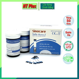 Que Thử Đường Huyết Safe Accu 2 Chính Hãng Sinocare 50 Que + 50 Kim