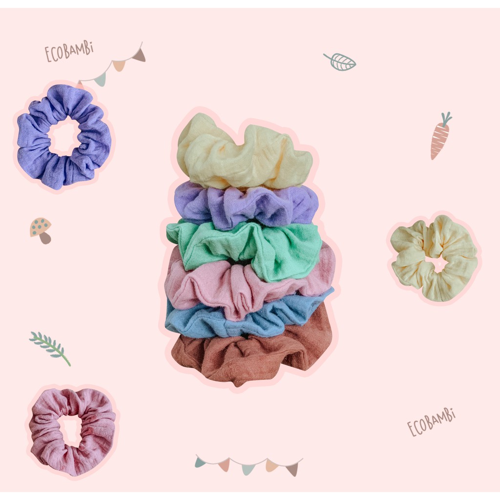 SCRUNCHIES SẮC MÀU COTTON BUBBLE - BẢN TO - ECOBAMBI