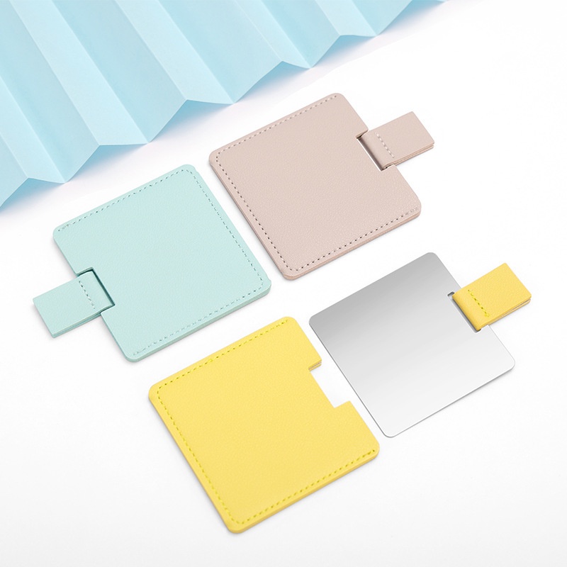 1 Gương Trang Điểm Mini Hình Chữ Nhật Bằng Thép Không Gỉ Siêu Mỏng Màu Kẹo Có Thể Gập Lại
