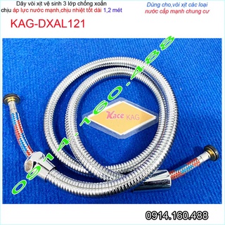 Dây sen chịu nhiệt chịu áp 1.2m KAG-DXAL121, dây vòi xịt dây mềm cấp nước 1.2m giá tốt sử dụng tốt