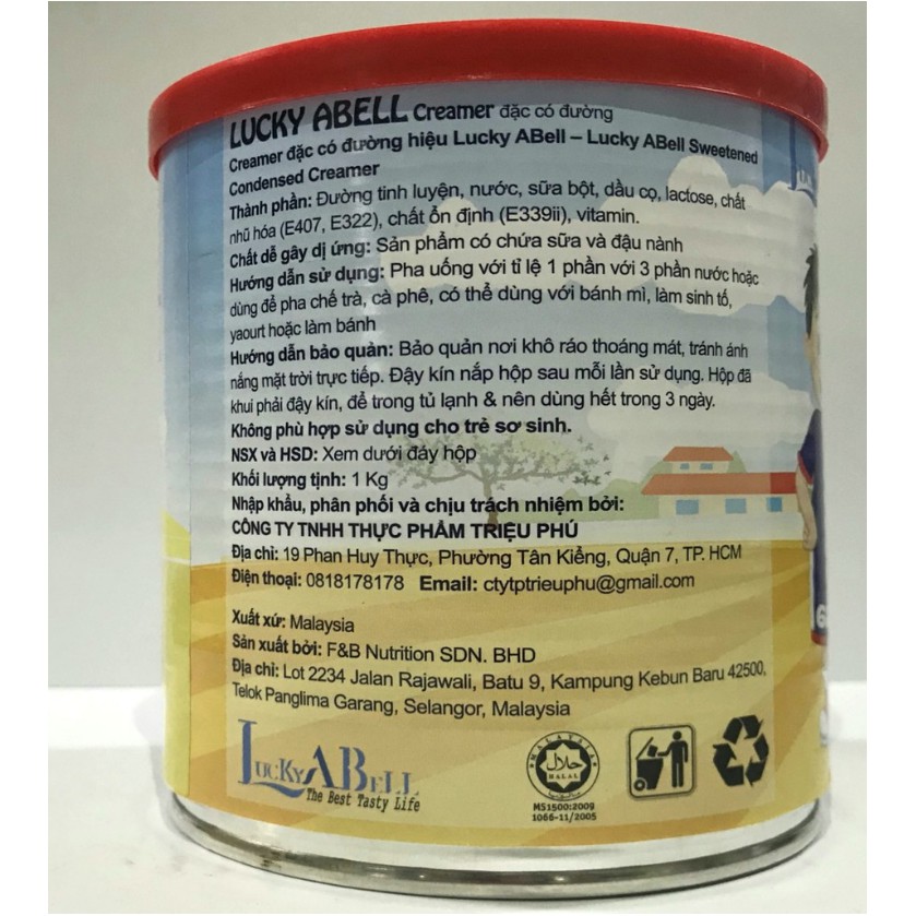 [COMBO 3 LON] Sữa đặc có đường Lucky ABell 1kg - Mã 8886409516289