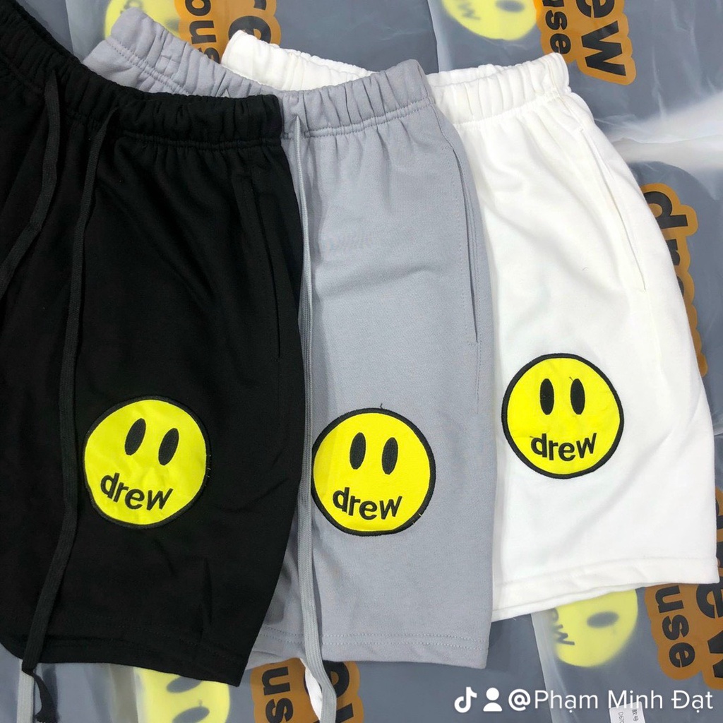 Quần short nỉ drew đen xám hàng cao cấp unisex nam nữ