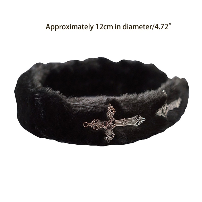 Băng Đô Cài Tóc Bằng Da Phối Lông Phong Cách Gothic