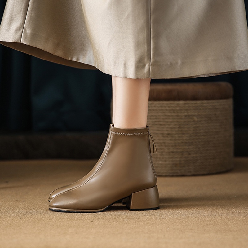 Giày bốt martin IELGY gót vừa có khóa kéo sau phong cách Hàn Quốc dành cho nữ