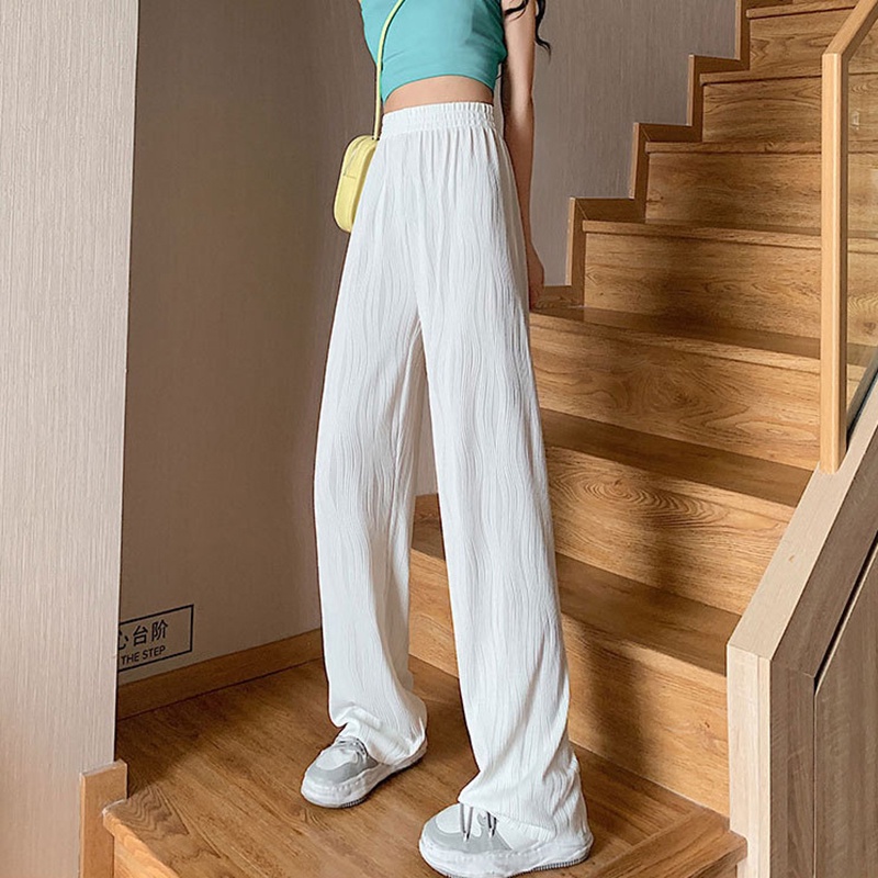 Quần dài IELGY dáng rộng mỏng lưng cao thời trang tùy chọn màu sắc dành cho nữ