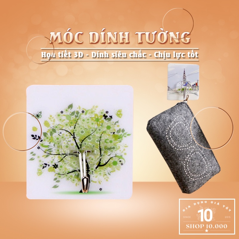 Móc dính tường siêu dính - Móc dán tường họa tiết 3D chịu lực tốt