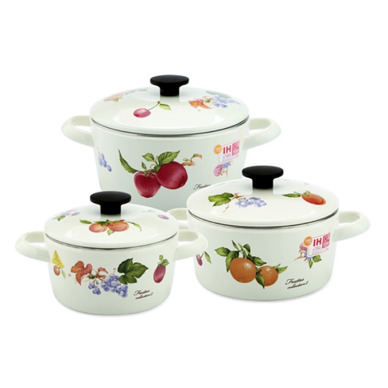 Bộ nồi tráng men Fujihoro FRV-3 (FRV-16W, FRV-18W, FRV-20W)