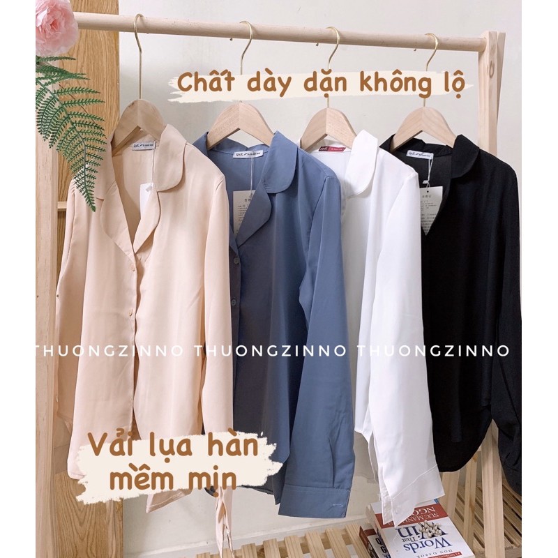 [Ảnh thật/Video] Áo sơ mi cổ vest sang chảnh áo sơ mi lụa Hàn áo sơ mi công sở