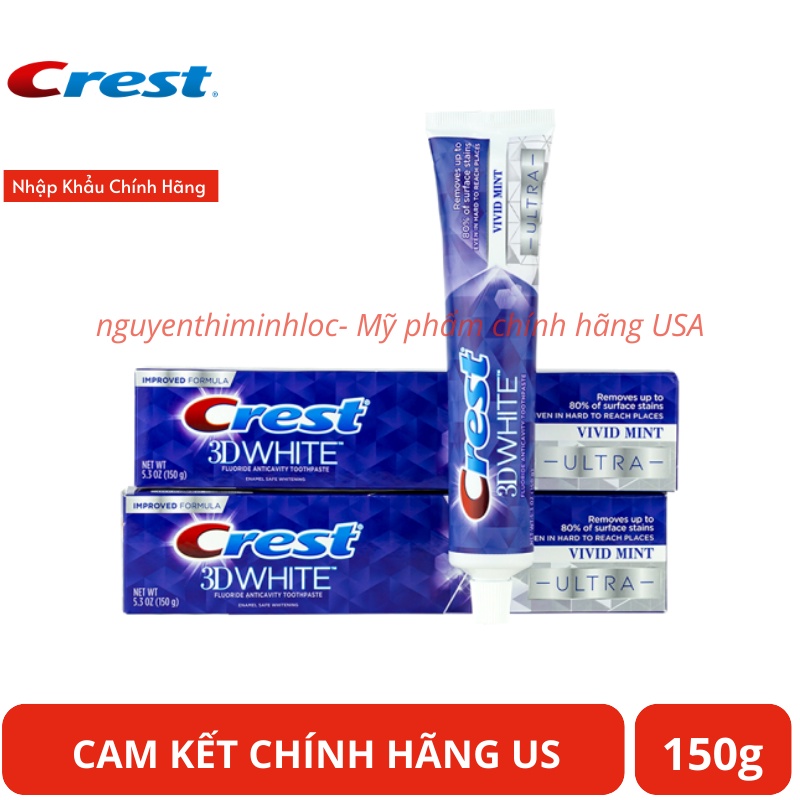 [Date 2023] Kem Đánh Răng Crest 3D White Vivid Mint Ultra 150g