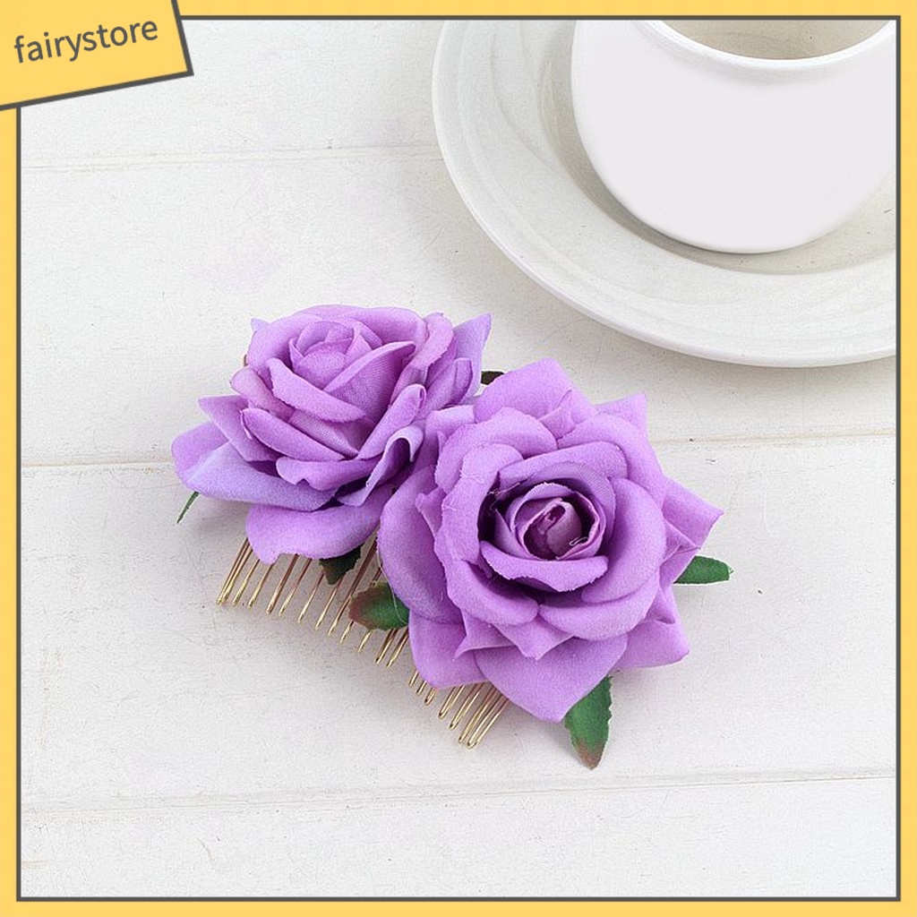 Lược Cài Tóc Hình Hoa Hồng Chống Trượt Trang Trí Cô Dâu
