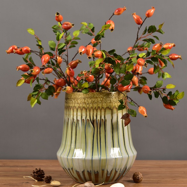 Cành Quả Hoa Hồng Dại -RoseHips -  Decor Trang Trí Nhà Cửa - Phong Cách Vintage