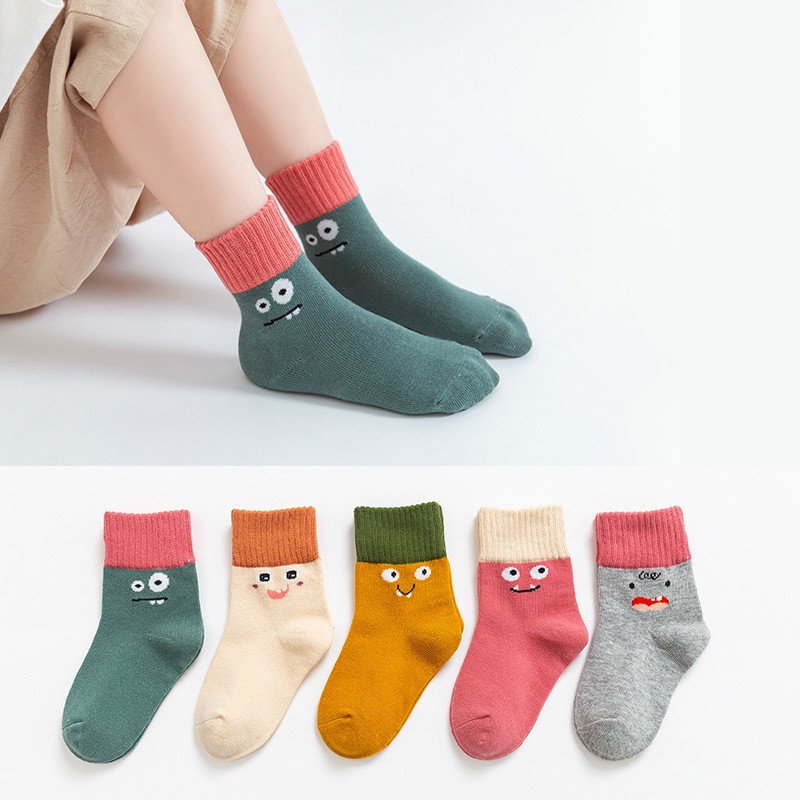 Set 5 Đôi Tất Cotton Kẻ Sọc Cầu Vồng Dễ Thương Cho Bé 1-12 Tuổi