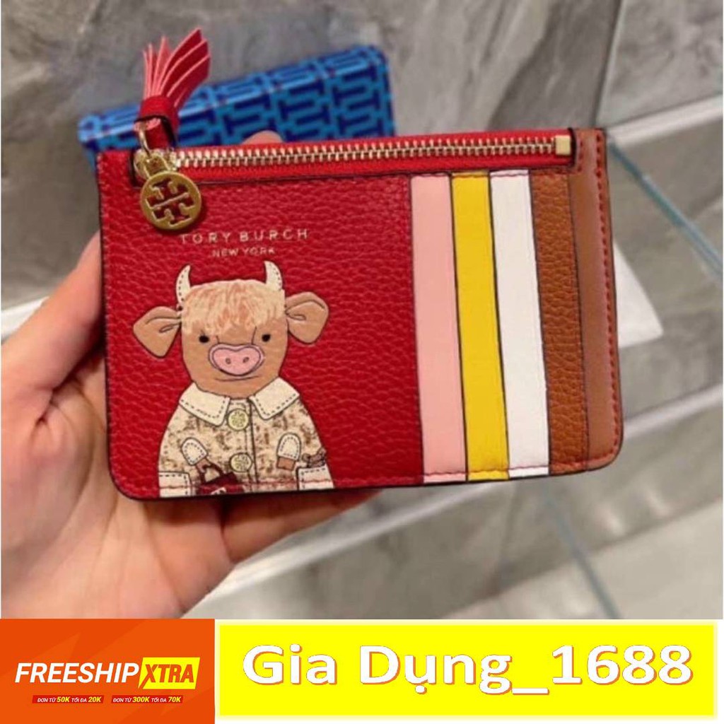 Ví Đỏ Tory Burch Card Holder Da Siêu mềm💚CAM KẾT CHUẨN)Siêu Xinh
