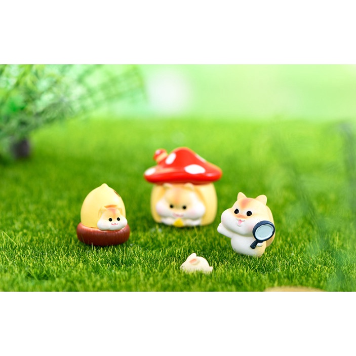 Mô hình gia đình sóc, nhà hạt dẽ, nhà nấm decor bàn, trang trí tiểu cảnh
