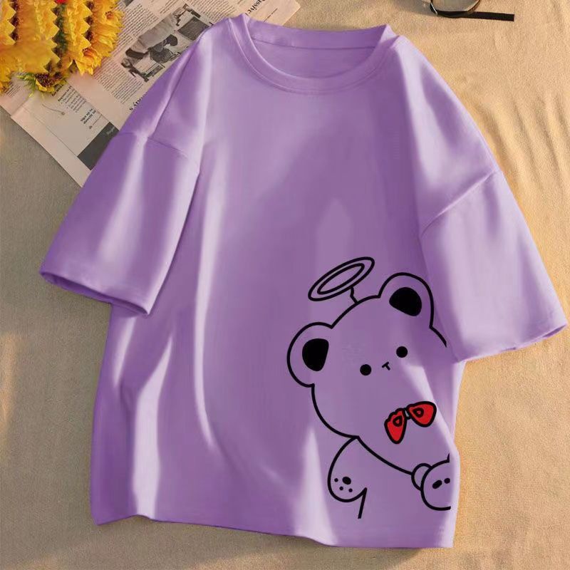 Áo Thun 100% Cotton Tay Ngắn Phong Cách Mới 2022 Dễ Phối Đồ Cho Bé Gái