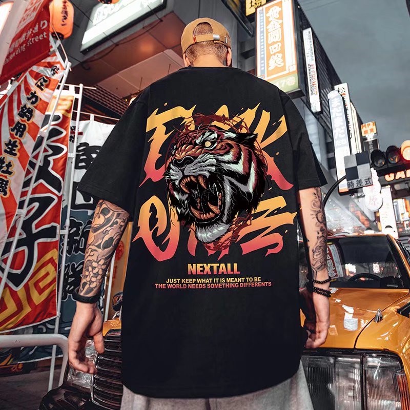 Áo Thun Tay Ngắn Dáng Rộng In Họa Tiết Phong Cách Hip Hop Hàn Quốc Thời Trang Cho Nam Size M-8XL