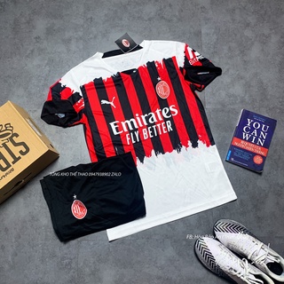 Áo Bóng Đá CLB AC Milan Sân Nhà Áo Đỏ Đen Quần Đen Mùa Giải 2022-2023 vải Thái Chuẩn Áo Thi Đấu