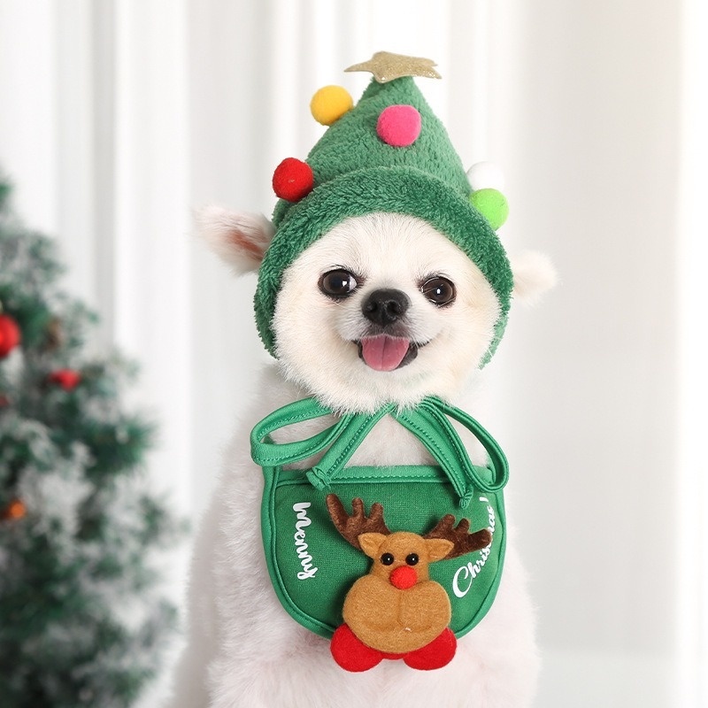Nón Giáng Sinh Dễ Thương Cho Thú Cưng / Khăn Lau Nước Bọt / Khăn Lau Nước Bọt Hình Tuần Lộc / Trang Phục Giáng