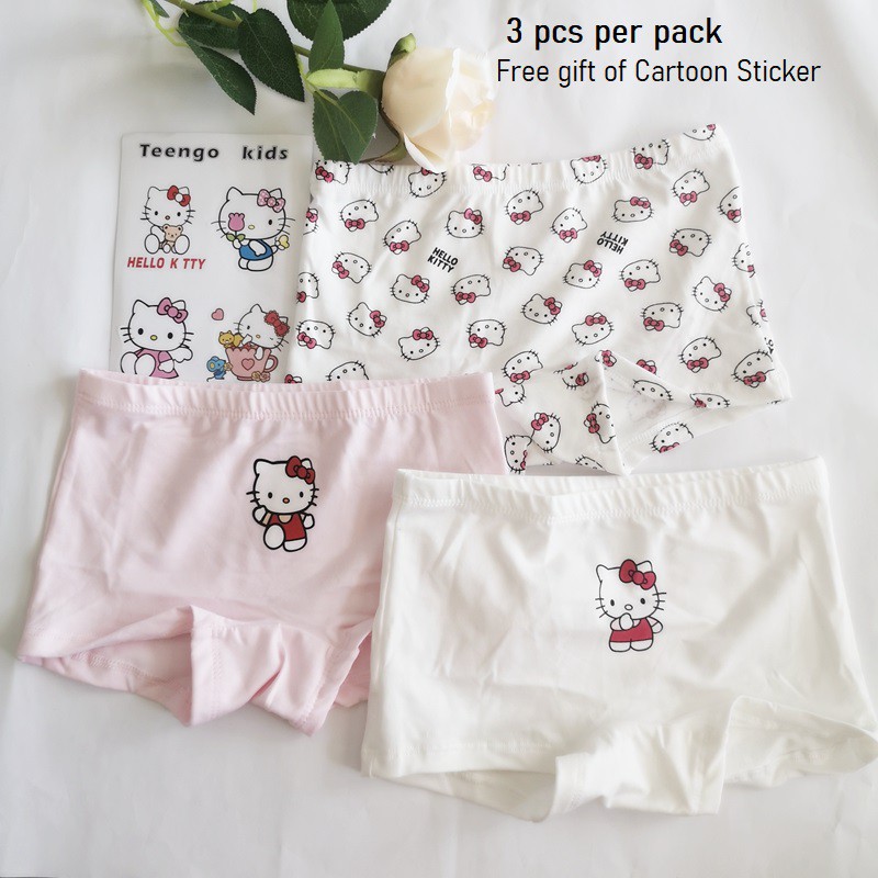 DISNEY Bộ 3 Quần Lót 95% Cotton 5% In Hoạt Hình Mickey Minnie Kitty / Hoa Cúc Chất Lượng Cao Cho Bé Gái 2-12 Tuổi