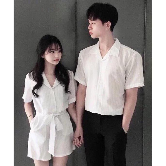 Áo váy cặp - Áo sơ mi váy đôi nam nữ đẹp chụp ảnh, du lịch dành cho cặp đôi .