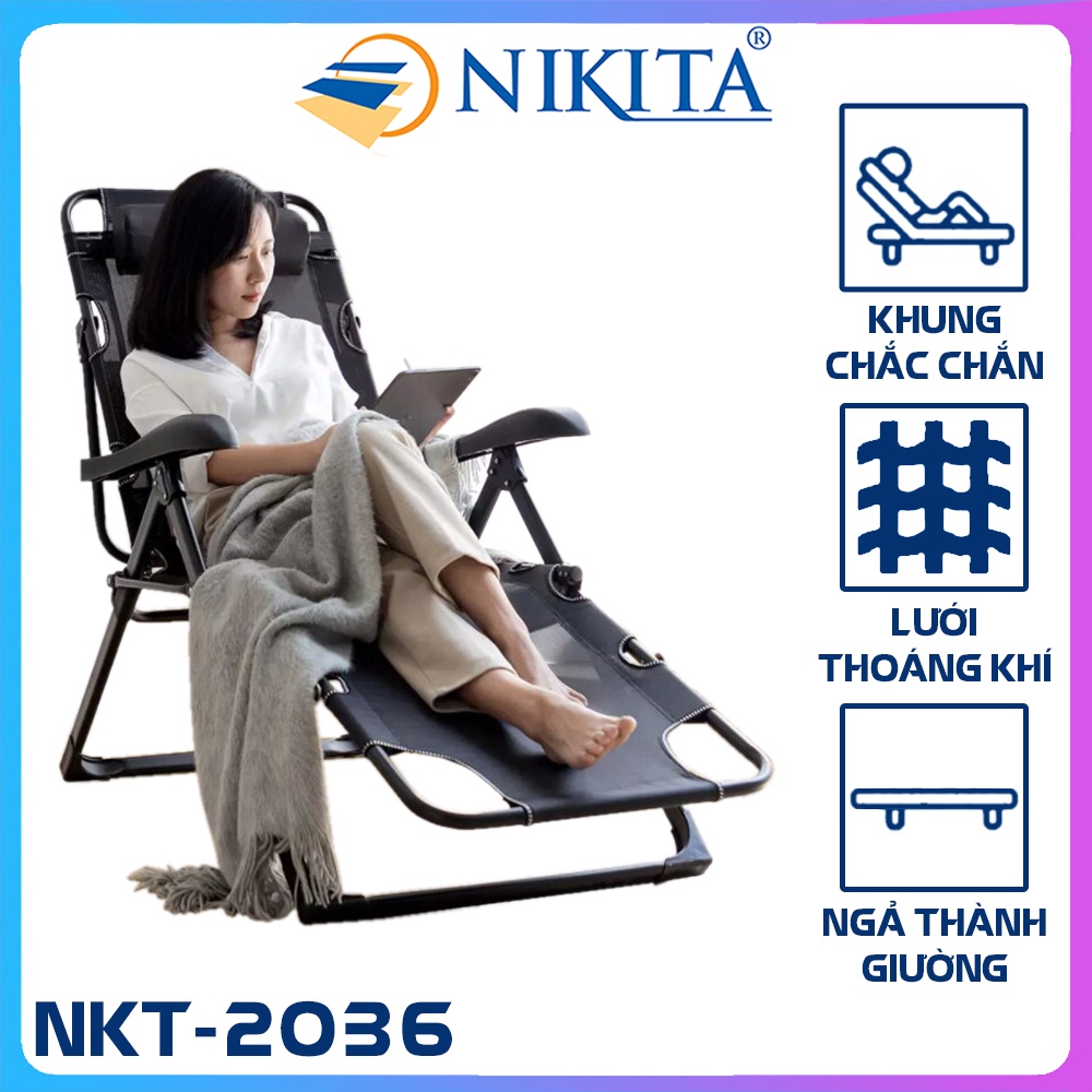 Ghế xếp thư giãn NIKITA - NKT 2036, có thể thành giường gấp