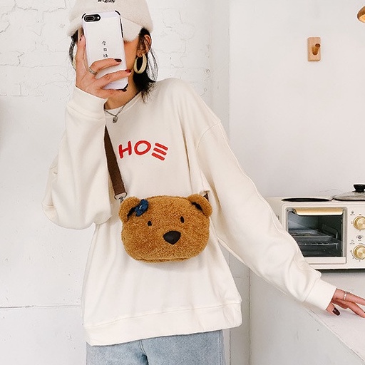 Túi đeo chéo thú bông hình Gấu Nâu đáng yêu, túi đeo vai Gấu bông nhỏ gọn hottrend mềm mại dễ thương
