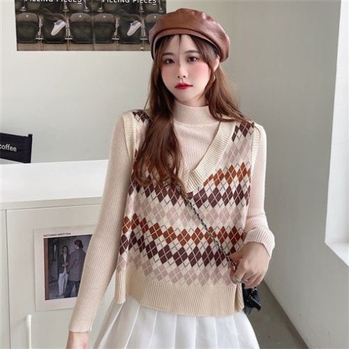 Áo Gile Len Nữ Kiểu Dáng Hàn Quốc, Áo Len Thời Trang FreeSize Họa Tiết Cá Tính Hàng Quảng Châu Cao Cấp | BigBuy360 - bigbuy360.vn