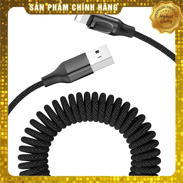 Dây sạc lò xo Lightning hỗ trợ sạc nhanh 2.1A cho iPhone / iPad chính hãng Rock Spring Cable (dài 1.5m)