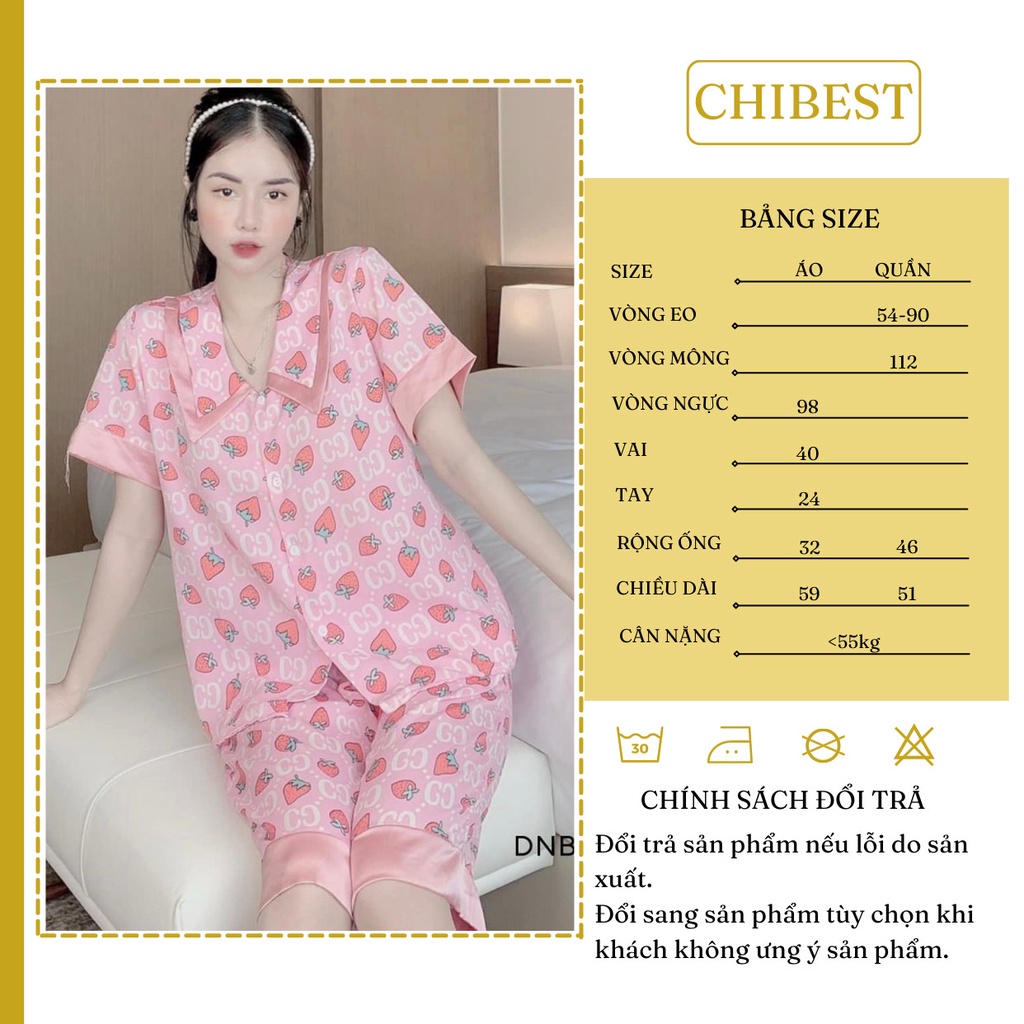 Đồ bộ nữ mặc nhà set Đồ bộ lửng cổ bèo 1 túi trước chất lụa mango siêu xinh CHIBEST DNB51
