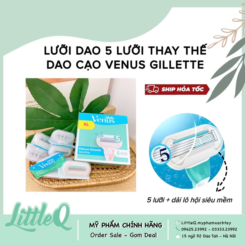 ĐẦU LƯỠI DAO, LƯỠI DAO 5 LƯỠI THAY THẾ DAO CẠO VENUS GILLETTE CHO NỮ, DAO CẠO LÔNG CHO DA NHẠY CẢM SENSITIVE SMOOTH