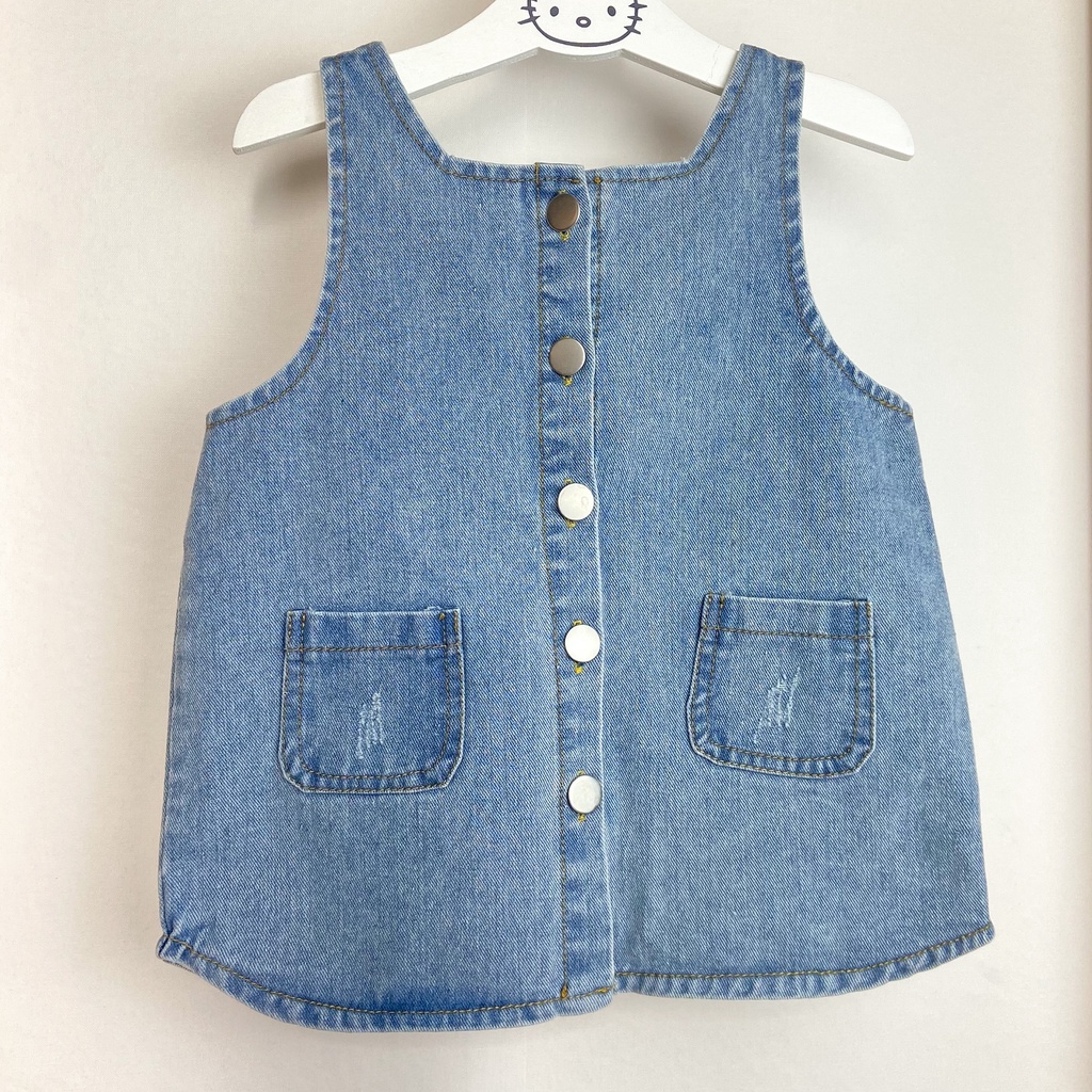Set Váy Yếm Jean Và Áo Sơ Mi Cho Bé Gái Từ 9-17kg [GS7]