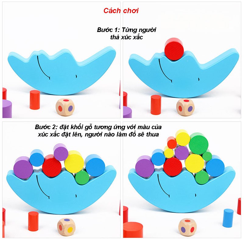 Đồ Chơi Gỗ, Đồ Chơi Cho Bé, Bộ Xếp Gỗ Cân Bằng Hình Mặt Trăng.