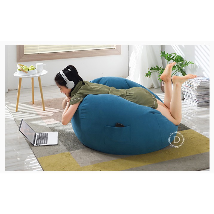 Ghế beanbag trái lê, đã gồm hạt bean, Vải thô sofa cao cấp, chịu lực, thoáng mát, êm ái, Ghế tốt cho sống lưng, đọc sách