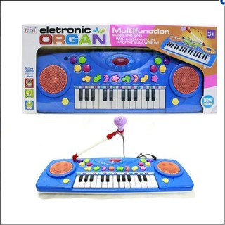 Đàn Organ điện tử kèm micro cho bé (Xanh)  cc
