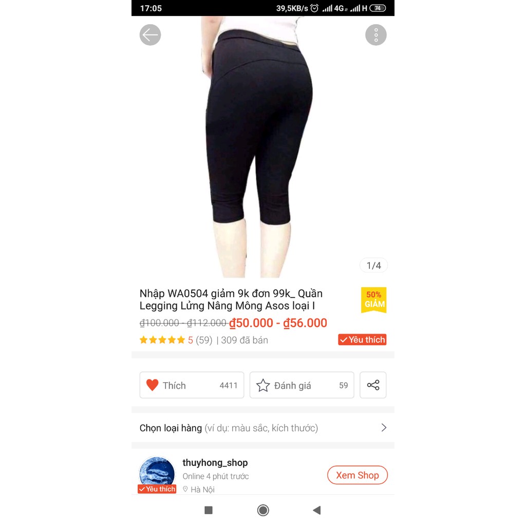 Quần Legging Lửng Nâng Mông