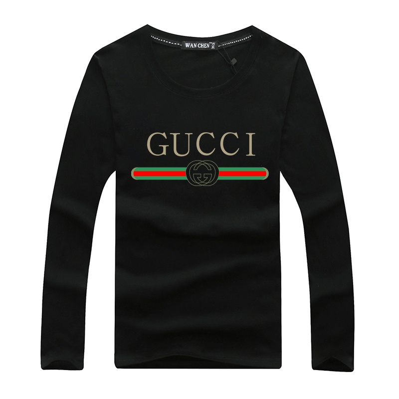 Áo Thun Tay Dài Cổ Tròn In Logo Gucci Màu Trơn Thời Trang Cho Nam Và Nữ