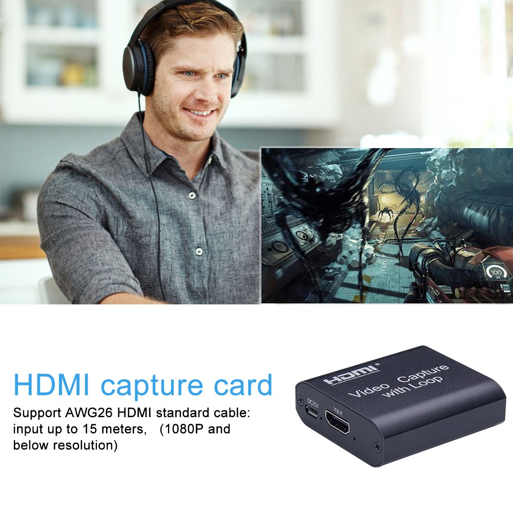 Capture Card HDMI to USB 3.0 Capture Card Recorder Box Device for Live Streaming Video Recording