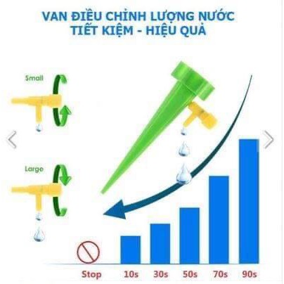 Set 10 Vòi tưới cây nhỏ giọt tự động thông minh loại van xoay chỉnh