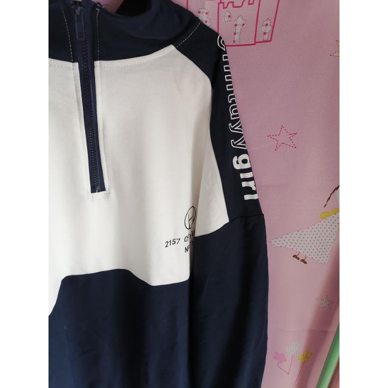 [Order] Áo sweater nỉ da cá dáng rộng trắng và xanh than màu cá tính dáng rộng cổ cao kéo khóa ulzzang (ảnh thật) | BigBuy360 - bigbuy360.vn