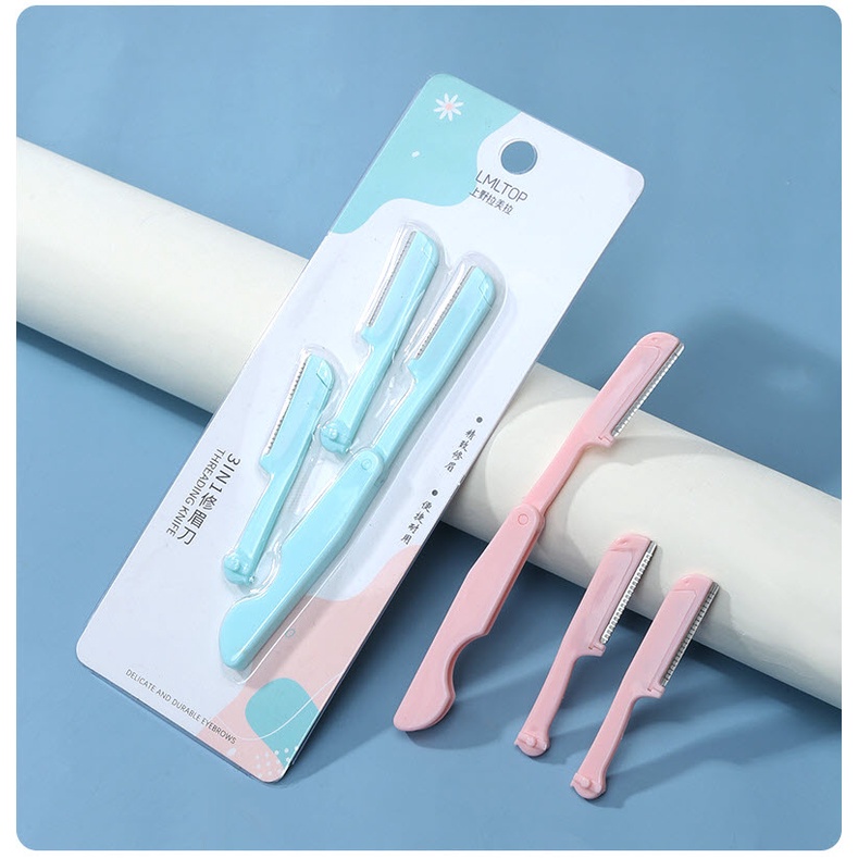 Dao cạo lông mày đa năng gấp gọn tặng kèm 2 lưỡi cạo chân mày chống rỉ chống sướt da-Ha Song