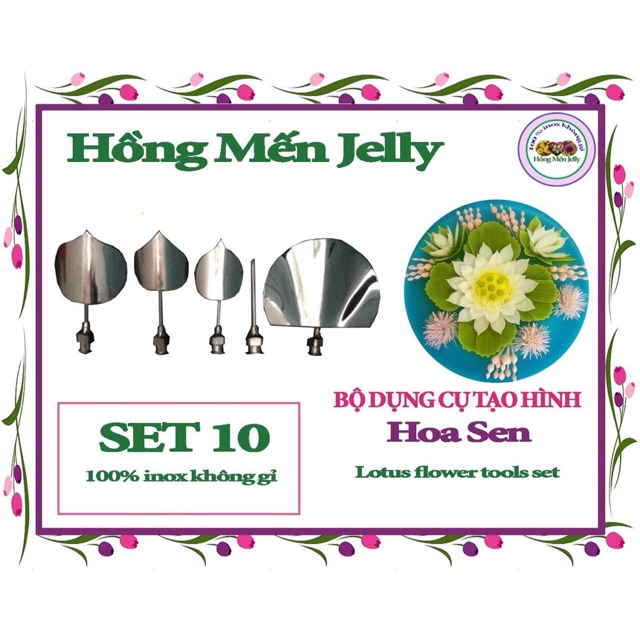 Set 10 kim  Hoa Sen - Dụng Cụ Làm Thạch 3D Hồng Mến Jelly Set 10