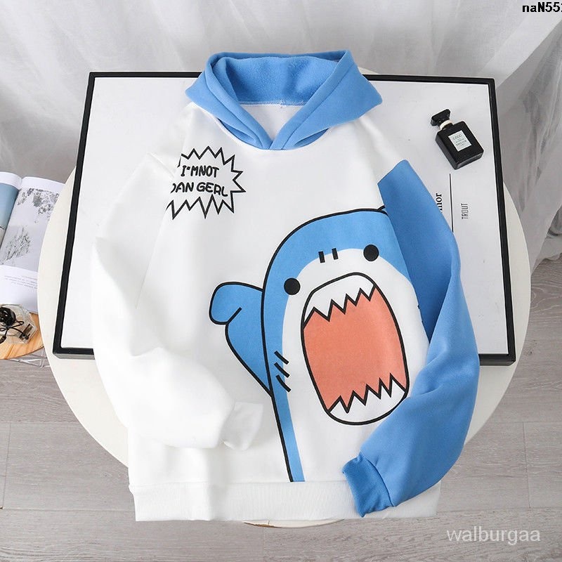 Áo Khoác Hoodie Vải Lông Cừu In Hình Cá Mập Phong Cách Nhật Bản Thời Trang Thu Đông Cho Nam